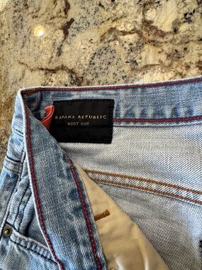 Banana Republic Men’s Light Wash Blue Bootcut Jeans for men.